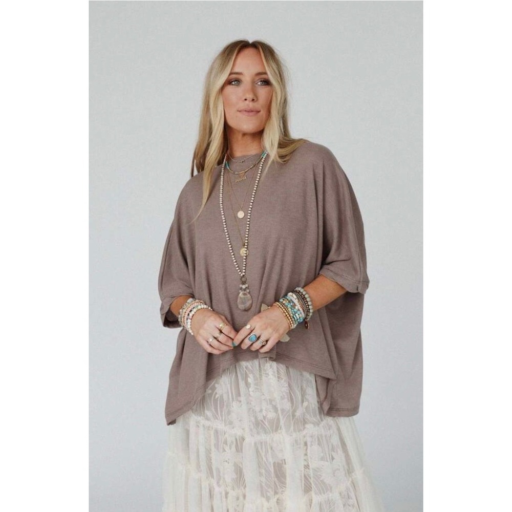 NWT Three Bird Nest Kelsie Dolman Top Size L Dark Oatmeal